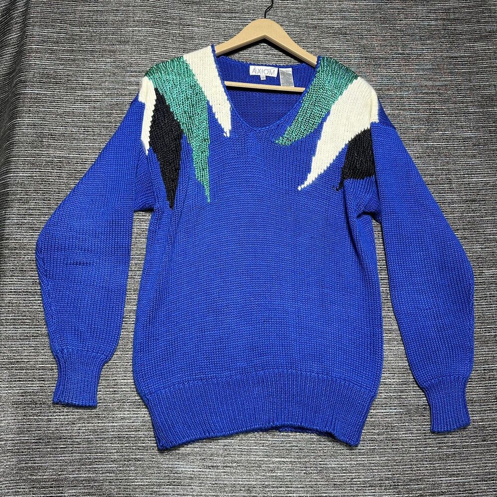 Axiom 80’s Vintage Knit Sweater S Blue Lambswool